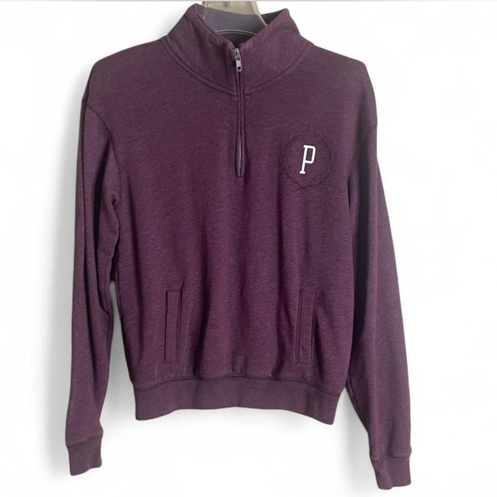 Victoria's Secret Pink Burgundy Quarter-Zip P Logo Women’s XS